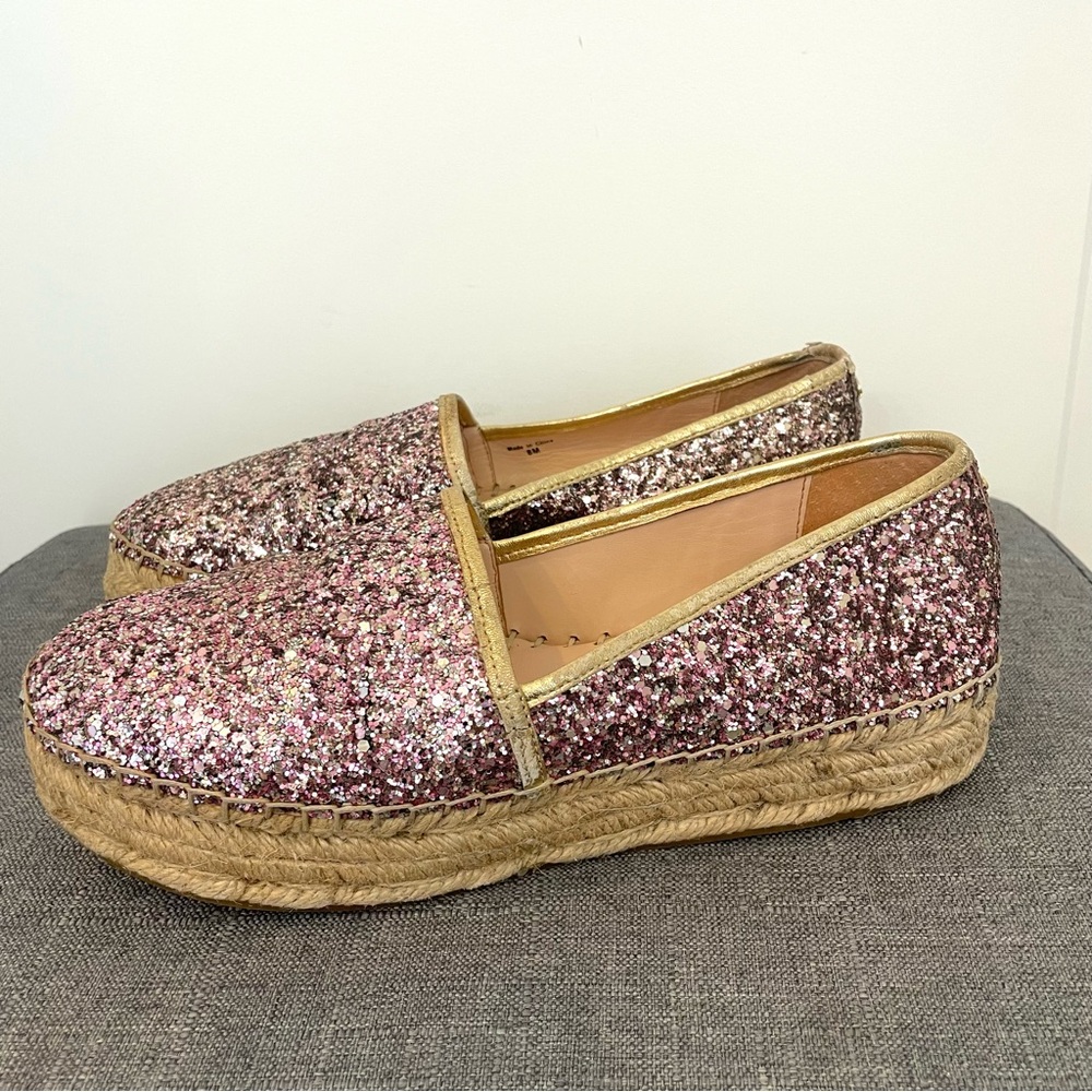KATE SPADE Linds Too Glitter Leather Espadrille - Size 8 - Picture 1 of 12